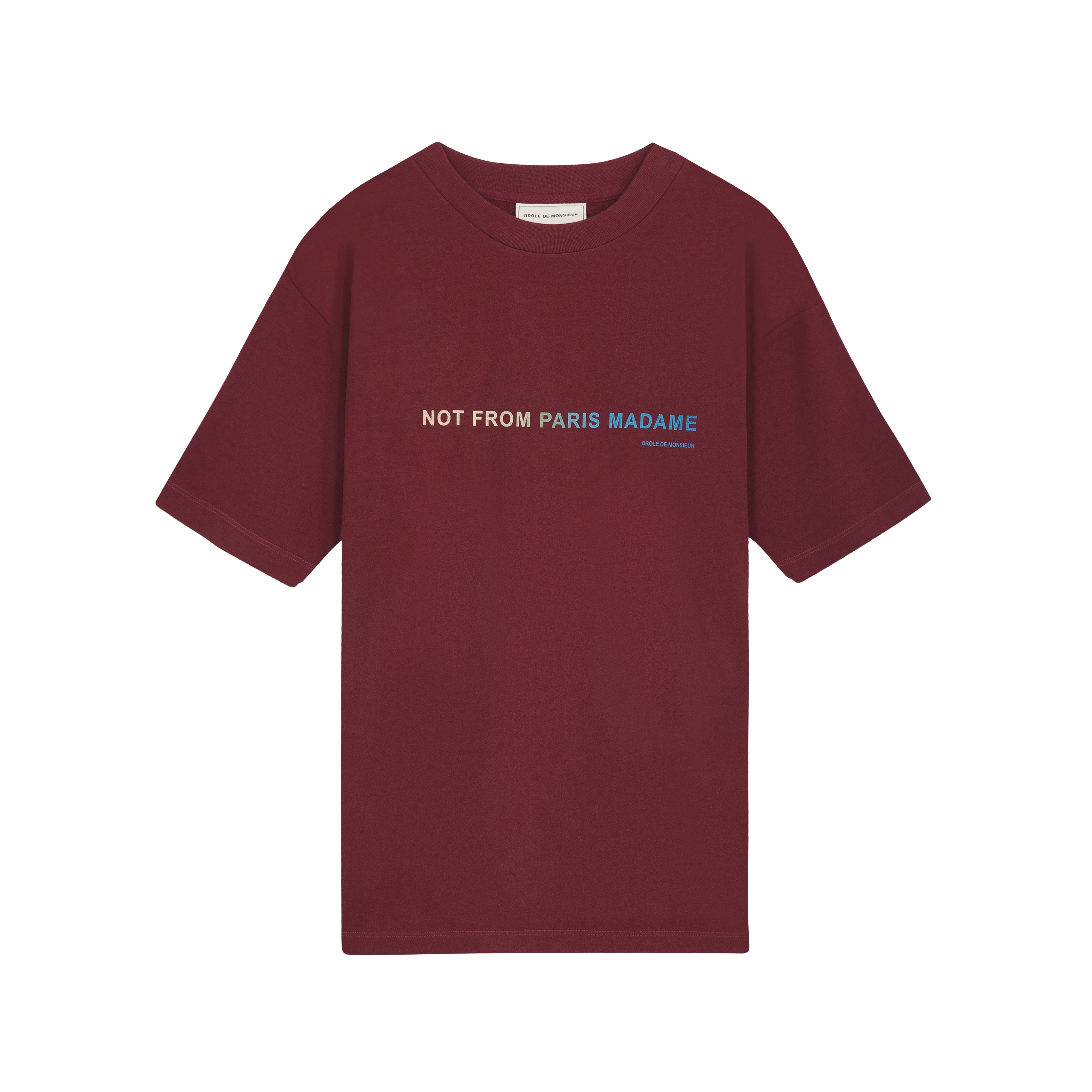 DROLE_DE_MONSIEUR_SHADED SLOGAN T_SHIRT _ BURGUNDY_1.jpg